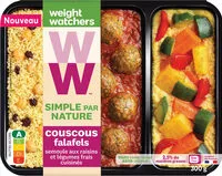 Mängden socker i Couscous falafels, semoule aux raisins et légumes frais cuisinés