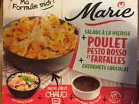 Mängden socker i Penne au pesto rosso et poulet roti, creme au chocolat