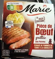 Mängden socker i Pièce de boeuf grillée aux poivres, écrasé de pommes de terre à la ciboulette
