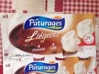 Mängden socker i 8 Liégeois Pâturages: 4 Chocolat, 4 café