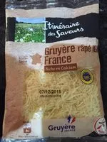 Mängden socker i Gruyère râpé igp france