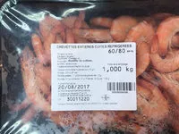 Mängden socker i Crevettes Entières Cuites Réfrigérées