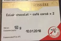 Mängden socker i Eclairs au café et chocolat les 2 pièces 200 Gr