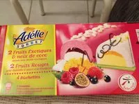 Mängden socker i Adélie Assortiment bûchettes fruits exotiques/fruits rouges les 4 bûchettes de 120