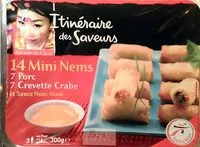 Mängden socker i 14 Mini Nems (7 Porc, 7 Crevette-Crabe)