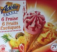 Mängden socker i Mini Cônes Sorbet Aux Fruits, 6 Fraise / 6 Fruits Exotiques