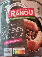 Mängden socker i Saucisses de Toulouse aux Lentilles