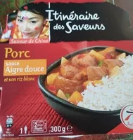 Mängden socker i Porc sauce aigre douce et son riz blanc