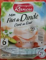 Mängden socker i Mon filet de dinde doré au four ( 6 tranches)