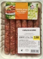Mängden socker i Chipolatas aux herbes (pur porc)