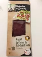 Mängden socker i Magret de canard du Sud-Ouest séché en tranches