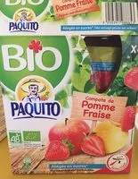 Mängden socker i Paquito Compote de pomme fraise BIO allégée en sucres les 4 gourdes de 90 g
