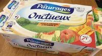 Mängden socker i Pâturages, Yaourt onctueux aux fruits mixés, fruits jaunes, les 8 pots de 125 g