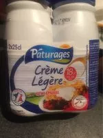 Mängden socker i Pâturages Crème légère semi épaisse les 2 bouteilles de 25