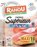 Mängden socker i Jambon supérieur sel réduit