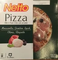 Mängden socker i Pizaa mozzarella, jambon speck, olives, roquette