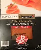 Mängden socker i Les Créations Capitaine Cook L'Incontournable saumon atlantique fumé Label Rouge le paquet de 2 tranches 80 g