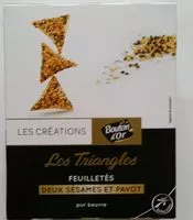 Mängden socker i Les Créations Les Triangles feuilletés deux sésames et pavot pur beurre le paquet de 65 g
