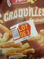 Mängden socker i Biscuits Craquille cacahuètes les 3 paquets de 90 g