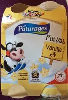 Mängden socker i Pâturages Yaourt à boire P'tit Yab vanille les 4 bouteilles de 180 g