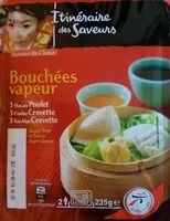 Mängden socker i Bouchées Vapeur - 3 Hacao Poulet, 3 Funko Crevette, 3 Xiu Mai Crevette, Sauce Soja et Sauce Aigre Douce