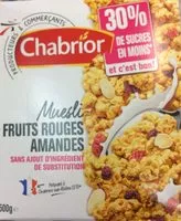 Mängden socker i Muesli fruits rouges et amandes "détox"