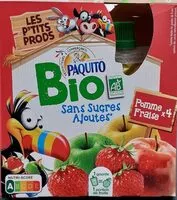 Mängden socker i Paquito compote bio pomme fraise sans sucres ajoutés