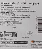 Mängden socker i Morceaux de lieu noir sans peau