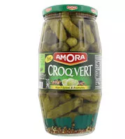 Mängden socker i Amora Croq'Vert Cornichons Fins aux 5 Epices et Aromates 550g