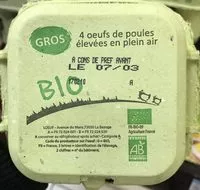 Mängden socker i 4 oeufs de poules élevées en plein air Gros Bio
