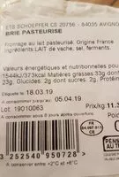 Mängden socker i Brie pasteurisé