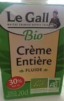 Mängden socker i Crème entière fluide