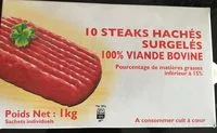 Mängden socker i Steaks hachés surgelés 100% viande bovine