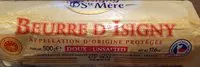Mängden socker i Beurre Doux Rouleau Aoc Isigny Aoc