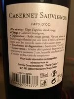 Mängden socker i Pays d'Oc Cabernet Sauvignon 13°