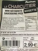 Mängden socker i Mini batonnets Saucissons sec