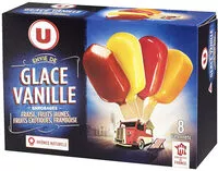 Mängden socker i Mini bâtonnets de glace à la vanille, enrobages fraise, framboise, fruits jaunes et fruits exotiques