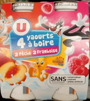 Mängden socker i 4 yaourts à boire, 2 pêche 2 framboises
