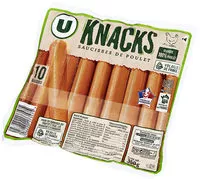 Mängden socker i Knacks de poulet fumés au bois de hêtre