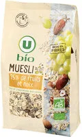 Mängden socker i Muesli floconneux 25% de fruits et noix