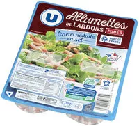 Mängden socker i Lardons allumettes fumés à teneur réduite en sel réduit et Oméga 3 Viande de Porc Française