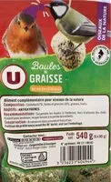Mängden socker i Boules De Graisse Pour Oiseaux U, 6 Unités,