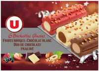 Mängden socker i Bûchettes glacées 3 chocolats, chocolat blanc-fruits rouges et rocherpraliné