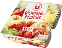 Mängden socker i Dessert de fruits pomme/fraise allégé en sucre