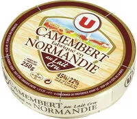 Mängden socker i Camembert au lait cru fabriqué en Normandie 22% de MG