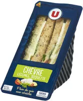 Mängden socker i Sandwich au pain de mie aux céréales garni de fromage de chèvre, de tomates, de roquette et de courgettes grillées