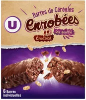 Mängden socker i Barres de céréales enrobées de chocolat au riz souflé