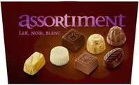 Mängden socker i Assortiment de chocolats au lait, blancs et noirs