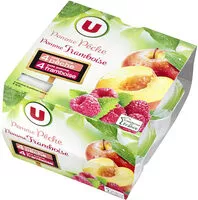 Mängden socker i Coupelle dessert de fruits pomme,pêche et pomme, framboise