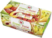 Mängden socker i Dessert de fruits pomme-banane pomme-pêche pomme-fraise et pomme